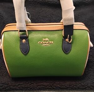 Coach Rowan Satchel Pebble Leather and Coated Cotton